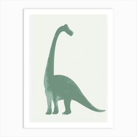Pastel Mint Brachiosaurus Silhouette 2 Art Print