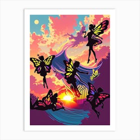 Fairy Girls At Sunset Art Print