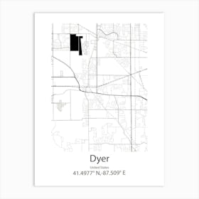 Dyer,United States Minimalist Map Art Print