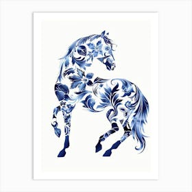 Blue And White Horse 1 Art Print