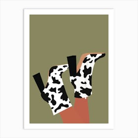 Cow Print boots Fashion wall art Art Print