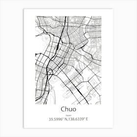 Chuo,Japan Minimalist Map Art Print