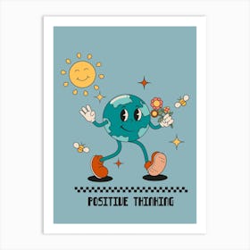 Positive Thinking Comic Earth Retro Print Art Print