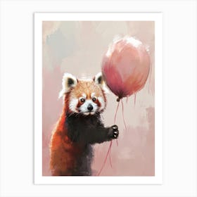 Cute Red Panda 4 With Balloon Art Print