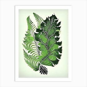 Christmas Fern Wildflower Vintage Botanical 2 Art Print