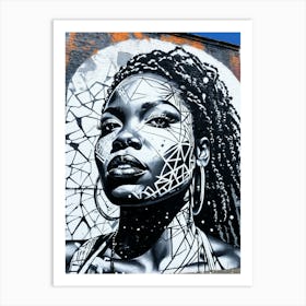 Graffiti Mural Of Beautiful Black Woman 256 Art Print