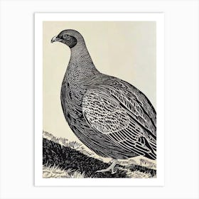 Grouse 2 Linocut Bird Art Print