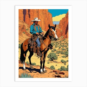 Cowboy On Horseback Art Print