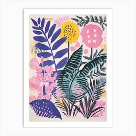 Colourful Botanical Risograph Style 33 Art Print