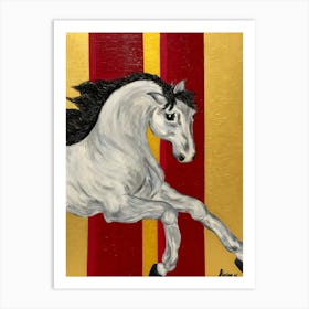 Horse In Red And Yellow Art Print