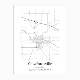 Crawfordsville,United States Minimalist Map 1 Art Print