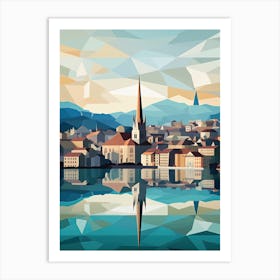 Zurich, Switzerland, Geometric Illustration 4 Art Print