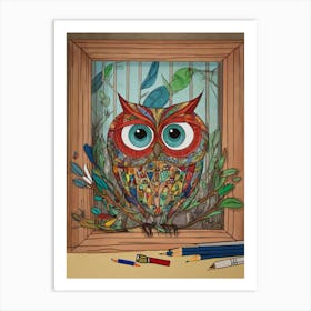 Owl In A Frame Art Print