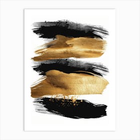 Gold And Black Brush Strokes 36 Art Print