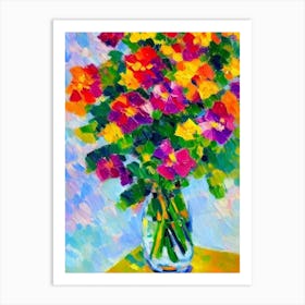 Primrose Floral Abstract Block Colour 2 1 Flower Art Print
