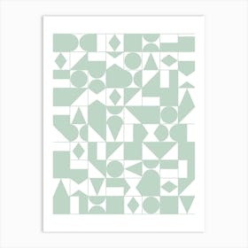 Geometric Pattern Sage Green Art Print