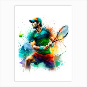 Tennis Player In Action Art Print