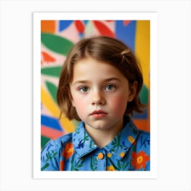 Little Girl In Colorful Shirt Art Print