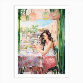 At A Cafe In Sharm El Sheikh Egypt Watercolour Art Print