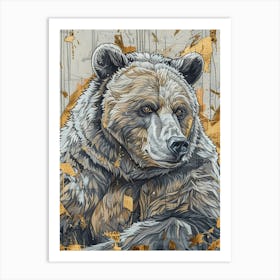 Brown Bear Precisionist Illustration 2 Art Print