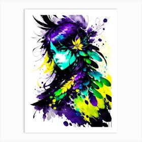 Girl With Feathers 2 Art Print