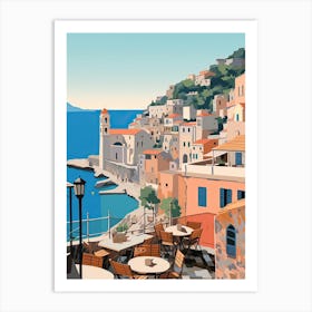 Amalfi Coast, Italy, Graphic Illustration 3 Art Print