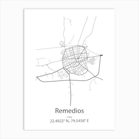 Remedios,Cuba Minimalist Map Art Print