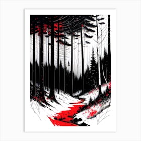 Red Blood In The Woods Art Print