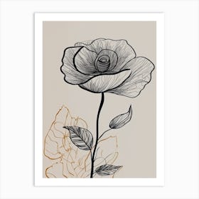 Line Art Roses Flowers Illustration Neutral 17 Art Print