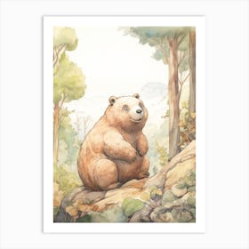 Storybook Animal Watercolour Wombat 3 Art Print