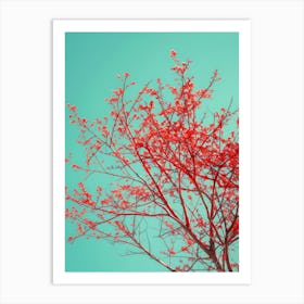 Red Tree Against Blue Sky 6 Art Print