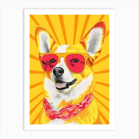 Corgi Wearing Sunglasses Art Print