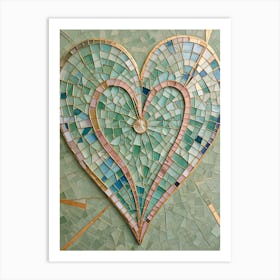 Blue Mosaic Heart Art Print