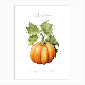 Hello Autumn Musque De Provence Pumpkin Watercolour Illustration 1 Art Print