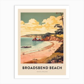 Devon Vintage Travel Poster Broadsbend Beach Art Print