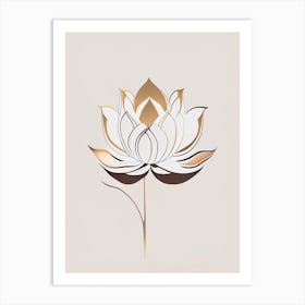 Lotus Flower In Garden Retro Minimal 2 Art Print