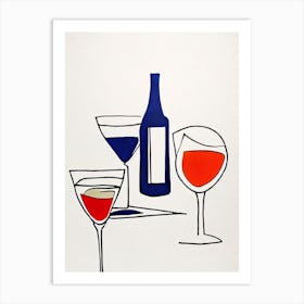 Cosmopolitan Picasso 2 Line Drawing Cocktail Poster Art Print