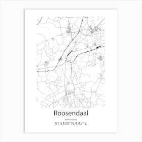 Roosendaal,Netherlands Minimalist Map Art Print