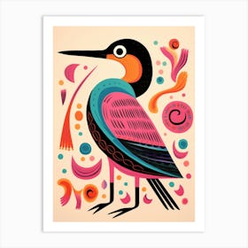 Pink Scandi Cormorant 1 Art Print