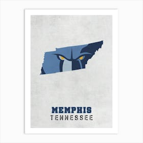 Memphis Grizzlies Memphis Tennessee State Map Art Print