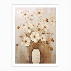 Cosmos, Autumn Fall Flowers Sitting In A White Vase, Farmhouse Style 1 Art Print