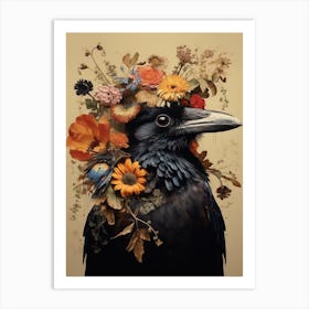 Bird With A Flower Crown Crow 4 Art Print