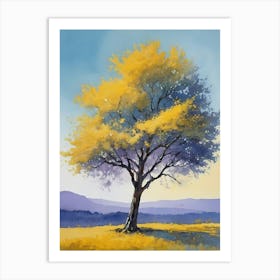 Painting Of A Tree, Yellow, Purple (2) Art Print