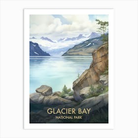 Glacier Bay National Park Watercolour Vintage Travel Poster 1 Art Print