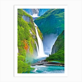 Nærøyfjord Waterfalls, Norway Majestic, Beautiful & Classic (3) Art Print