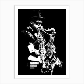 Rahsaan Roland Kirk American Jazz Multi-Instrumentalist in Grayscale Art Print