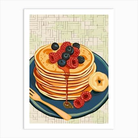 Pancake Stack On A Tiled Background 4 Art Print