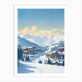 Selva Val Gardena, Italy Vintage Skiing Poster Art Print