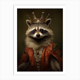 Vintage Portrait Of A Tres Marias Raccoon Wearing A Crown