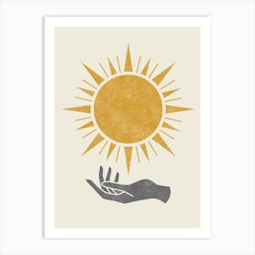 Sunburst Hand - Mystical Gold Art Print